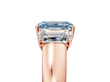 Rose gold Three-Stone Fancy Blue Emerald Cut Cut Diamond Ring with Prong Setting and Classic Band_5