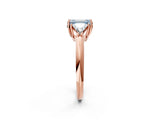Rose gold Three-Stone Fancy Blue Emerald Cut Cut Diamond Ring with Trillion Side Stones and Four-Prong Setting_5