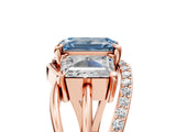 Rose gold Three-Stone Fancy Blue Emerald Cut Cut Diamond Split Shank Prong Set Ring_17