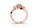 Rose gold Three-Stone Fancy Blue Emerald Cut Cut Diamond Split Shank Prong Set Ring_3
