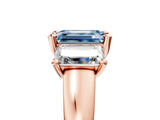 Rose gold Three-Stone Fancy Blue Emerald Cut Cut Solitaire Ring with Classic Prong Setting_5