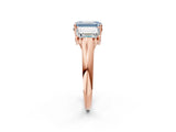 Rose gold Three-Stone Fancy Blue Emerald Cut Diamond Engagement Ring with Prong Setting_5