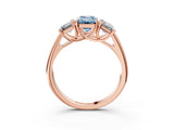 Rose gold Three-Stone Fancy Blue Emerald Cut Diamond Engagement Ring with Prong Setting_6