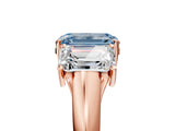 Rose gold Three-Stone Fancy Blue Emerald Cut Diamond Engagement Ring with Prong Setting_8