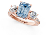 Rose gold Three-Stone Fancy Blue Emerald  Cut Diamond Pavé Band with Four-Prong Setting_29