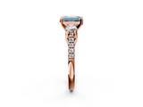 Rose gold Three-Stone Fancy Blue Emerald  Cut Diamond Pavé Band with Four-Prong Setting_30