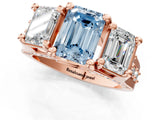 Rose gold Three-Stone Fancy Blue Emerald  Cut Diamond Ring with Channel-Set Band and Four-Prong Setting_52