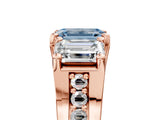 Rose gold Three-Stone Fancy Blue Emerald  Cut Diamond Ring with Channel-Set Band and Four-Prong Setting_56