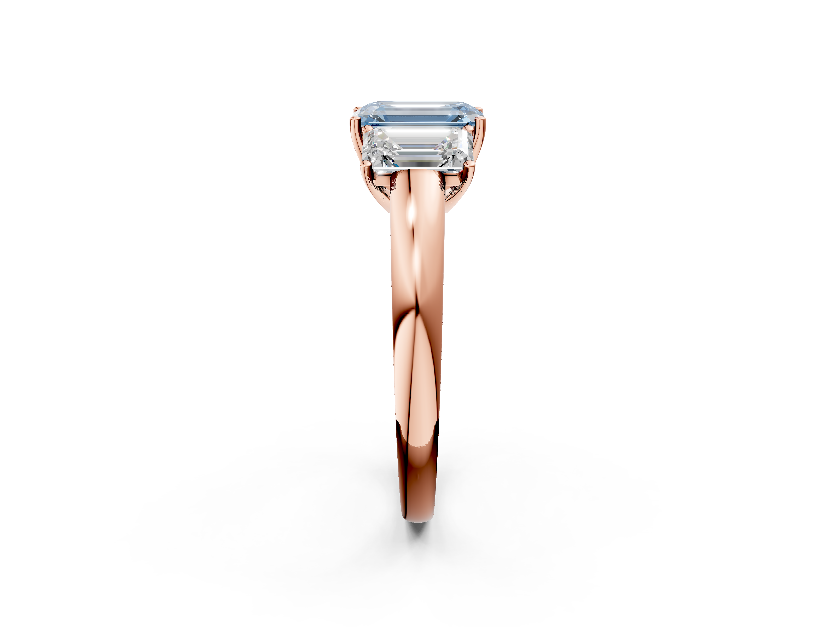 Rose gold Three-Stone Fancy Blue Emerald  Cut Diamond Ring with Channel-Set Band and Four-Prong Setting_66