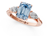 Rose gold Three-Stone Fancy Blue Emerald  Cut Diamond Ring with Pear Side Stones in Four-Prong Setting_110