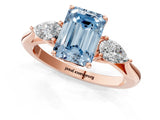 Rose gold Three-Stone Fancy Blue Emerald Cut Diamond Ring with Pear  Side Stones in Four-Prong Setting_37