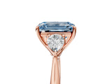 Rose gold Three-Stone Fancy Blue Emerald Cut Diamond Ring with Pear  Side Stones in Four-Prong Setting_41