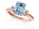 Rose gold Three-Stone Fancy Blue Emerald  Cut Diamond Solitaire with Prong Setting and Classic Band_47