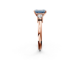 Rose gold Three-Stone Fancy Blue Emerald  Cut Diamond Solitaire with Prong Setting and Classic Band_48