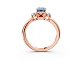 Rose gold Three-Stone Fancy Blue Emerald  Cut Diamond Solitaire with Prong Setting and Classic Band_49