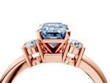 Rose gold Three-Stone Fancy Blue Emerald  Cut Diamond Solitaire with Prong Setting and Classic Band_50