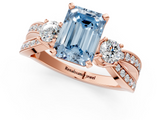 Rose gold Three-Stone Fancy Blue Emerald  Cut Diamond Twist Band with Prong Setting_56