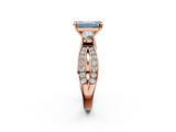 Rose gold Three-Stone Fancy Blue Emerald  Cut Diamond Twist Band with Prong Setting_57