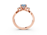 Rose gold Three-Stone Fancy Blue Emerald  Cut Diamond Twist Band with Prong Setting_58