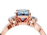 Rose gold Three-Stone Fancy Blue Emerald  Cut Diamond Twist Band with Prong Setting_59