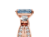 Rose gold Three-Stone Fancy Blue Emerald  Cut Diamond Twist Band with Prong Setting_60