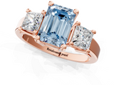 Rose gold Three-Stone Fancy Blue Emerald  Cut Solitaire Ring with Prong Setting_4