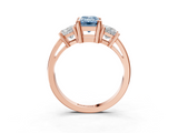 Rose gold Three-Stone Fancy Blue Emerald  Cut Solitaire Ring with Prong Setting_6
