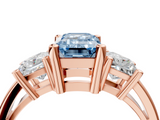 Rose gold Three-Stone Fancy Blue Emerald  Cut Solitaire Ring with Prong Setting_7