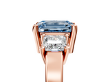 Rose gold Three-Stone Fancy Blue Emerald  Cut Solitaire Ring with Prong Setting_8