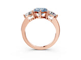 Rose gold Three-Stone Fancy Blue Heart  Brilliant Cut Solitaire Ring with Prong Setting on a Classic Band 4