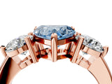 Rose gold Three-Stone Fancy Blue Heart  Brilliant Cut Solitaire Ring with Prong Setting on a Classic Band 5