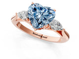 Rose gold Three-Stone Fancy Blue Heart Cut Brilliant Diamond Solitaire Ring with Tapered Band and Four-Prong Setting_4