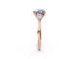 Rose gold Three-Stone Fancy Blue Heart Cut Brilliant Diamond Solitaire Ring with Tapered Band and Four-Prong Setting_5