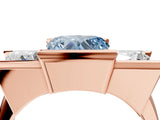 Rose gold Three Stone Fancy Blue Heart Cut Cut Channel Set Diamond Ring_4