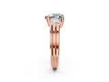 Rose gold Three-Stone Fancy Blue Heart Cut Cut Classic Band Prong Setting Ring_2