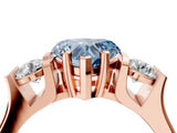 Rose gold Three-Stone Fancy Blue Heart Cut Cut Classic Band Prong Setting Ring_4