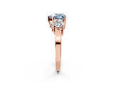 Rose gold Three-Stone Fancy Blue Heart Cut Cut Diamond Engagement Ring with Flat Band and Four-Prong Setting_14