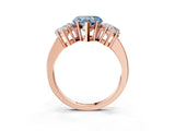 Rose gold Three-Stone Fancy Blue Heart Cut Cut Diamond Engagement Ring with Flat Band and Four-Prong Setting_15