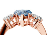 Rose gold Three-Stone Fancy Blue Heart Cut Cut Diamond Engagement Ring with Flat Band and Four-Prong Setting_16