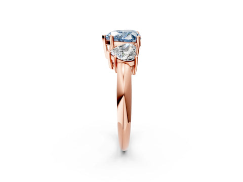Rose gold Three-Stone Fancy Blue Heart Cut Cut Diamond Engagement Ring with Prong Setting on a White Gold Band_26