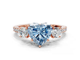 Rose gold Three-Stone Fancy Blue Heart Cut Cut Diamond Pavé Band with Prong Setting_15
