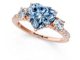 Rose gold Three-Stone Fancy Blue Heart Cut Cut Diamond Pavé Band with Prong Setting_16