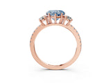 Rose gold Three-Stone Fancy Blue Heart Cut Cut Diamond Pavé Band with Prong Setting_18