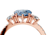 Rose gold Three-Stone Fancy Blue Heart Cut Cut Diamond Pavé Band with Prong Setting_19