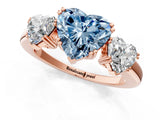 Rose gold Three-Stone Fancy Blue Heart Cut Cut Diamond Ring with Channel Set Band and Four-Prong Setting_1