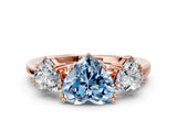 Rose gold Three-Stone Fancy Blue Heart Cut Cut Diamond Ring with Channel Set Band and Four-Prong Setting_24