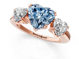 Rose gold Three-Stone Fancy Blue Heart Cut Cut Diamond Ring with Channel Set Band and Four-Prong Setting_25