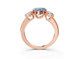 Rose gold Three-Stone Fancy Blue Heart Cut Cut Diamond Ring with Channel Set Band and Four-Prong Setting_3