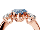 Rose gold Three-Stone Fancy Blue Heart Cut Cut Diamond Ring with Channel Set Band and Four-Prong Setting_4