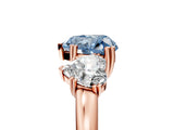 Rose gold Three-Stone Fancy Blue Heart Cut Cut Diamond Ring with Channel Set Band and Four-Prong Setting_5